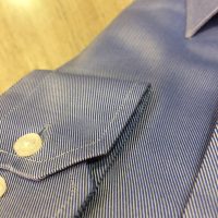 chemise fine rayures bleu fonce