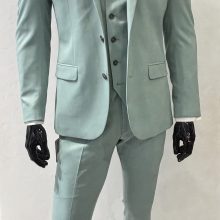 Costume 3 pièces vert d'eau texturé - image  on https://gianniferrucci-tlse.fr